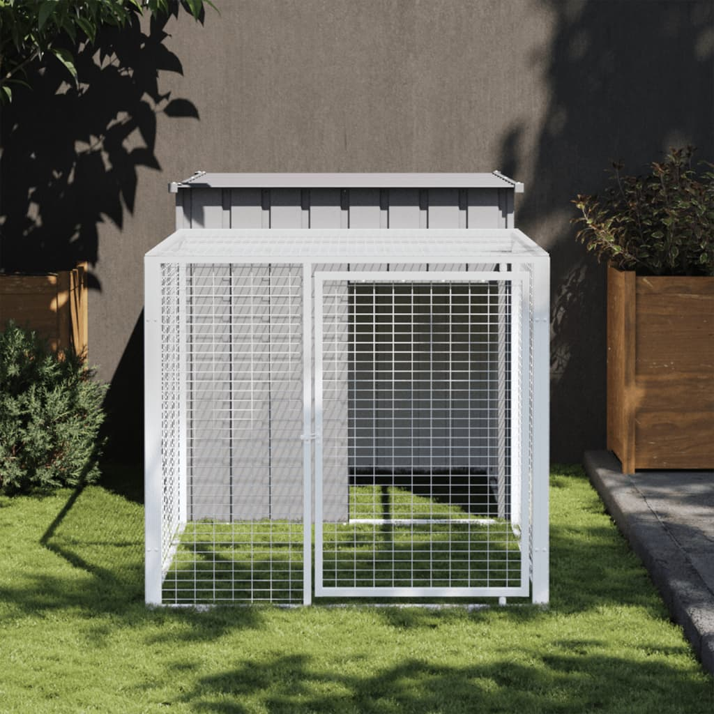 vidaXL Chicken Cage with Run Light Gray 43.3"x79.1"x43.3" Galvanized Steel