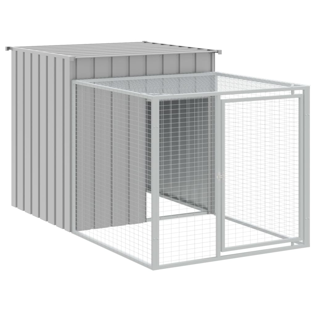 vidaXL Chicken Cage with Run Light Gray 43.3"x79.1"x43.3" Galvanized Steel