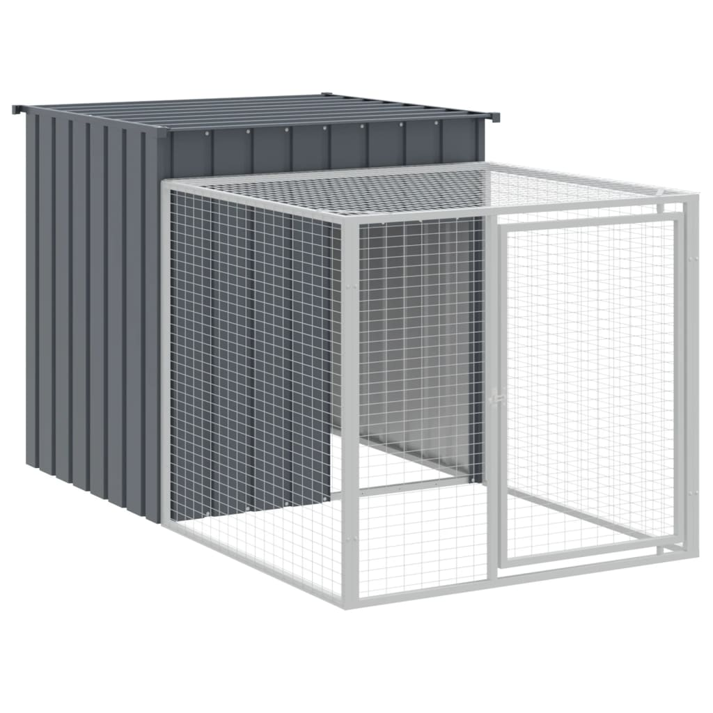 vidaXL Chicken Cage with Run Anthracite 43.3"x79.1"x43.3" Galvanized Steel