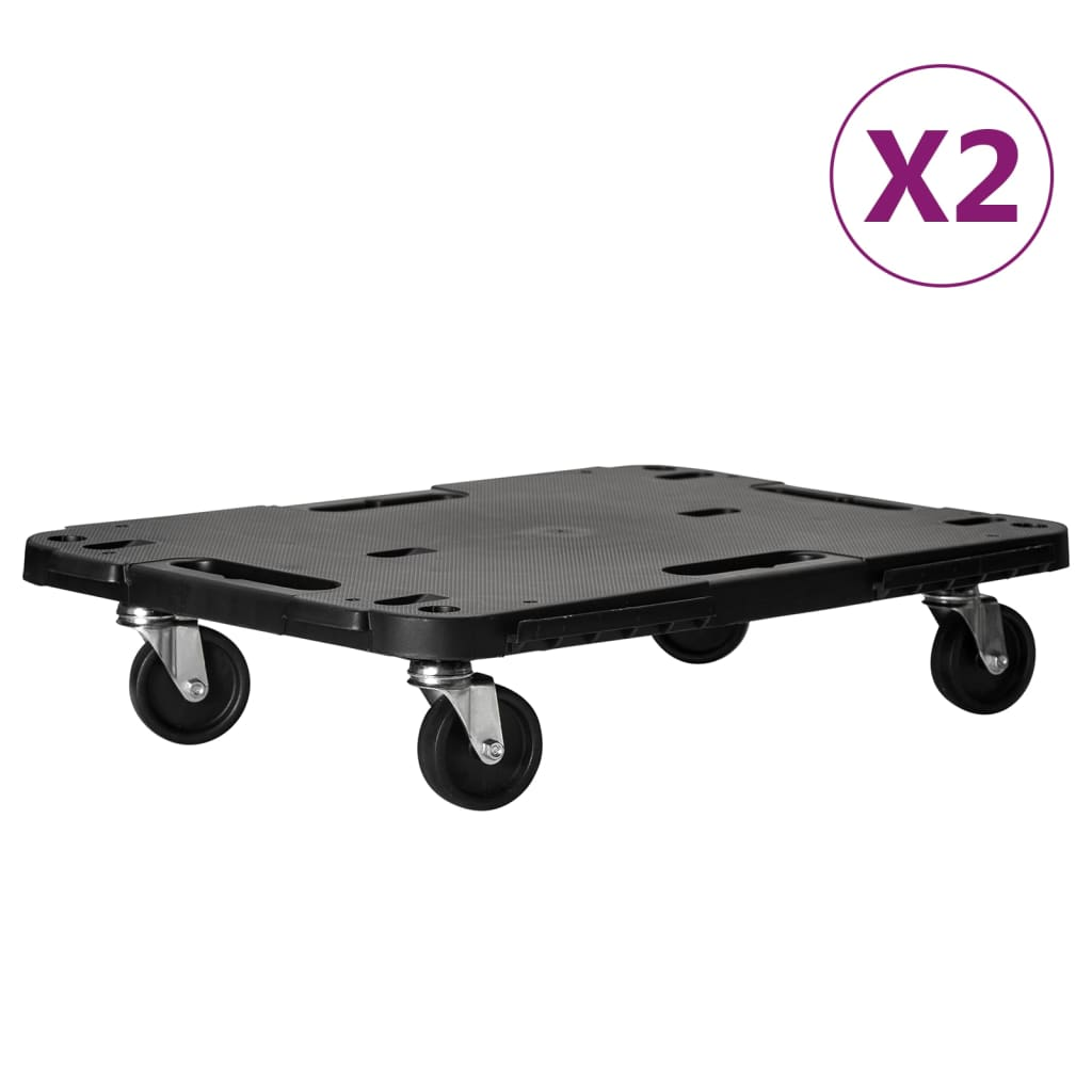 vidaXL Transport Trolleys 2 pcs Black 22.8"x15"x4.7" Polypropylene