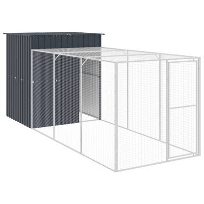 vidaXL Chicken Cage with Run Anthracite 65"x179.1"x71.3" Galvanized Steel