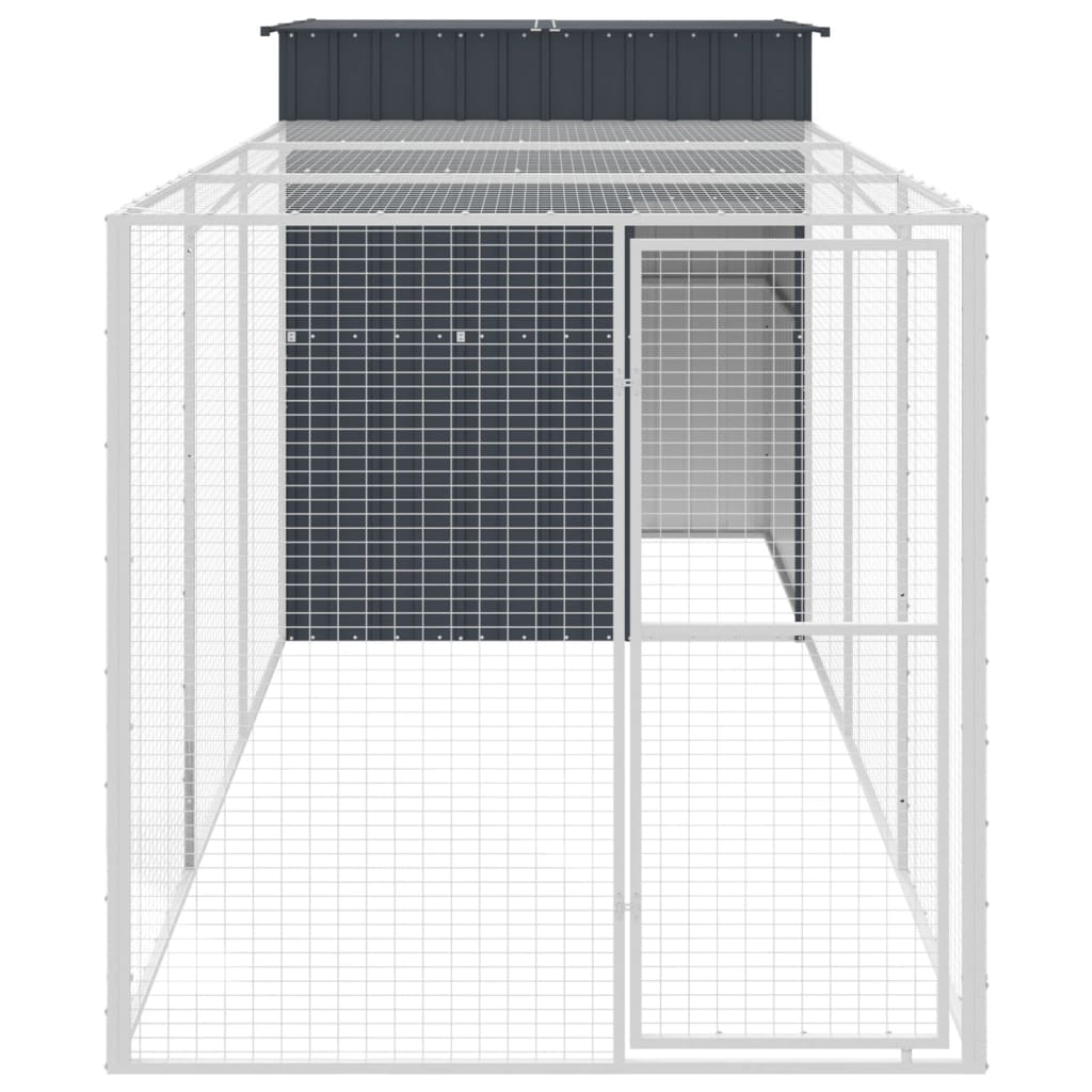 vidaXL Chicken Cage with Run Anthracite 65"x179.1"x71.3" Galvanized Steel