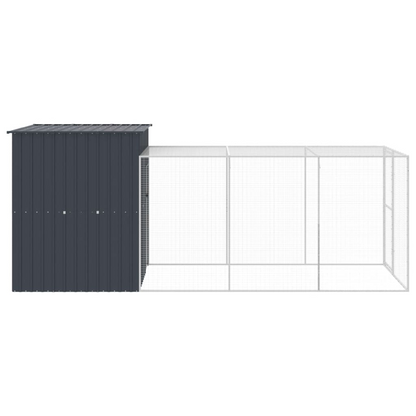 vidaXL Chicken Cage with Run Anthracite 65"x179.1"x71.3" Galvanized Steel