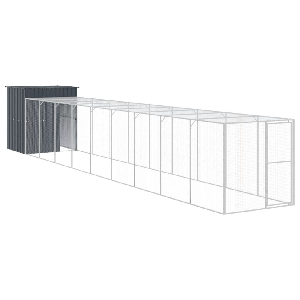 vidaXL Chicken Cage with Run Anthracite 65"x420.1"x71.3" Galvanized Steel