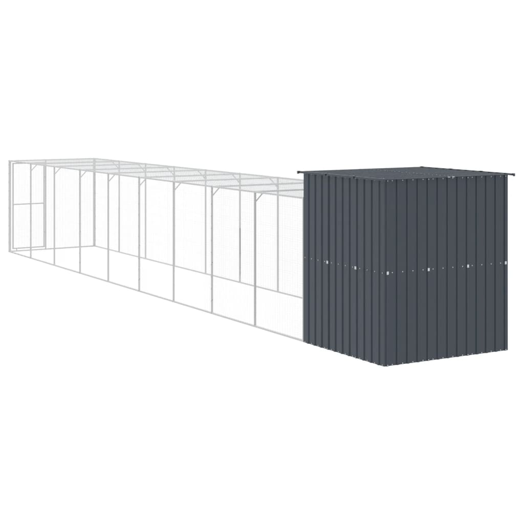 vidaXL Chicken Cage with Run Anthracite 65"x420.1"x71.3" Galvanized Steel