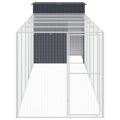 vidaXL Chicken Cage with Run Anthracite 65"x259.4"x71.3" Galvanized Steel