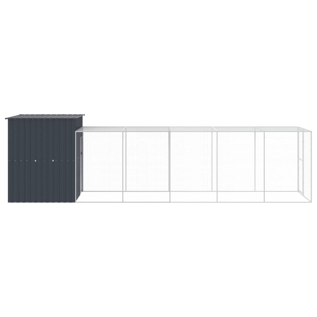 vidaXL Chicken Cage with Run Anthracite 65"x259.4"x71.3" Galvanized Steel