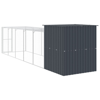 vidaXL Chicken Cage with Run Anthracite 65"x259.4"x71.3" Galvanized Steel