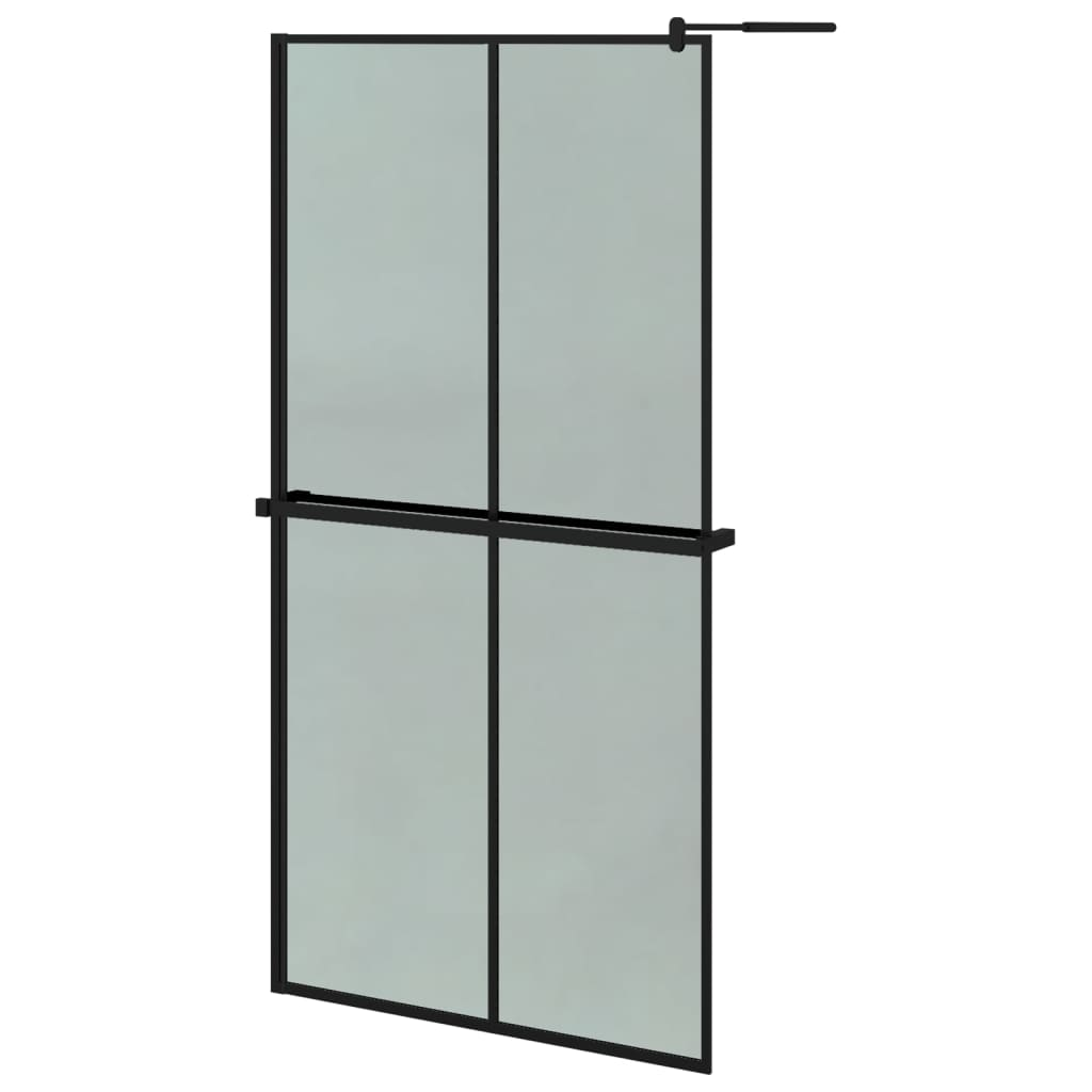 vidaXL Walk-in Shower Wall with Shelf Black 39.4"x76.8" ESG Glass&Aluminum