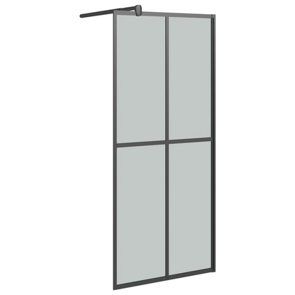 vidaXL Walk-in Shower Wall with Shelf Black 39.4"x76.8" ESG Glass&Aluminum