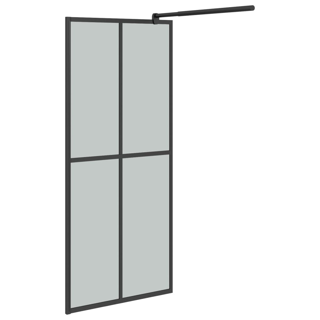 vidaXL Walk-in Shower Wall with Shelf Black 39.4"x76.8" ESG Glass&Aluminum