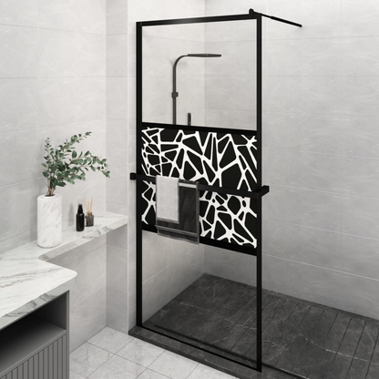 vidaXL Walk-in Shower Wall with Shelf Black 39.4"x76.8" ESG Glass&Aluminum