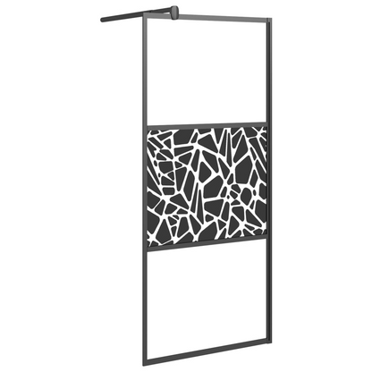 vidaXL Walk-in Shower Wall with Shelf Black 39.4"x76.8" ESG Glass&Aluminum