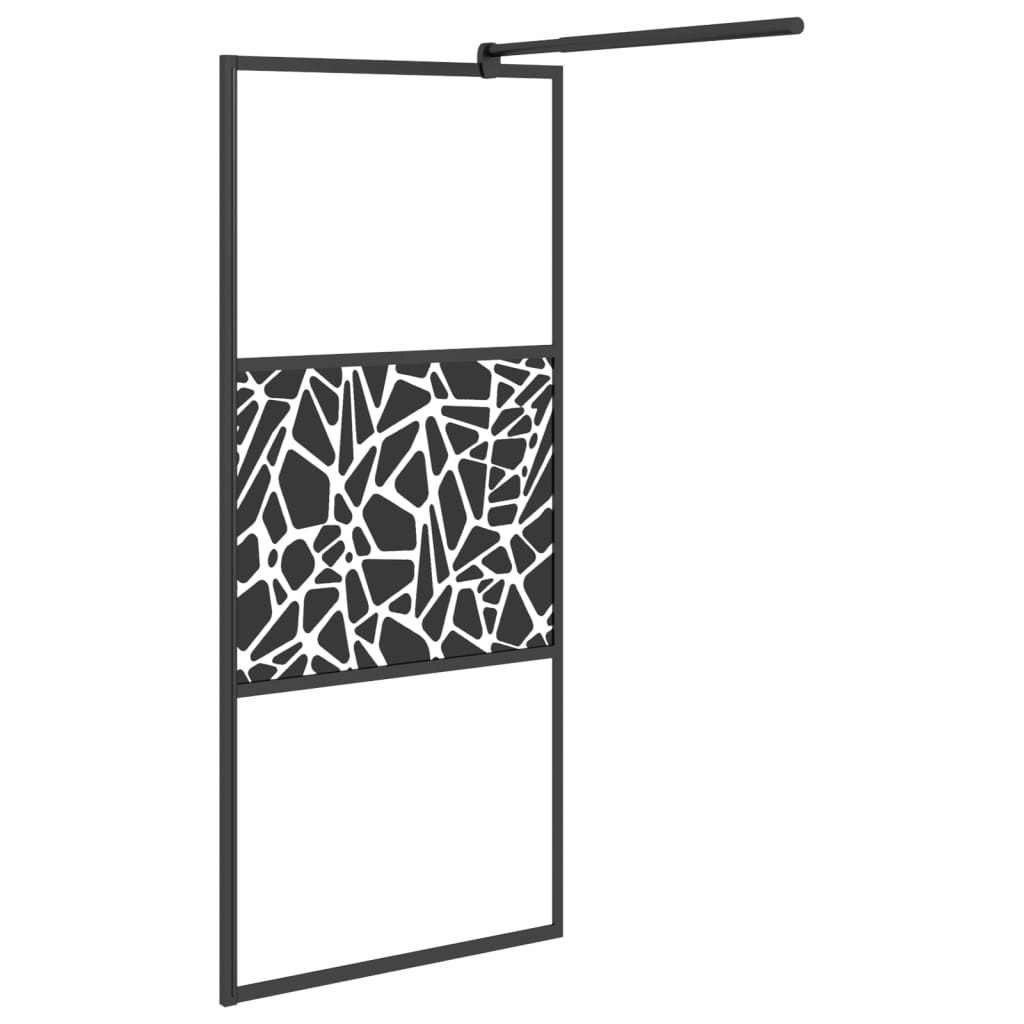 vidaXL Walk-in Shower Wall with Shelf Black 39.4"x76.8" ESG Glass&Aluminum