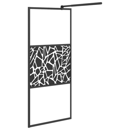 vidaXL Walk-in Shower Wall with Shelf Black 39.4"x76.8" ESG Glass&Aluminum