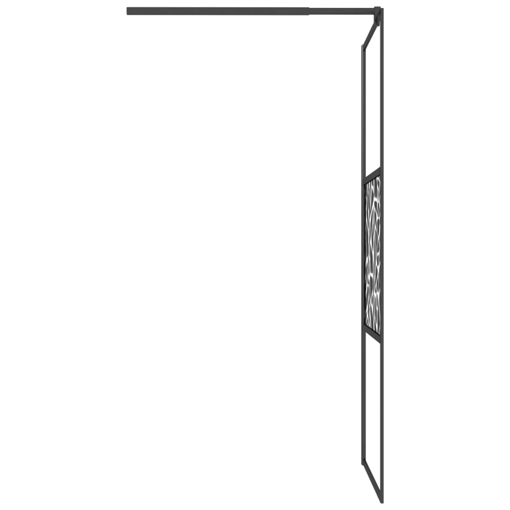 vidaXL Walk-in Shower Wall with Shelf Black 39.4"x76.8" ESG Glass&Aluminum