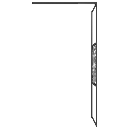 vidaXL Walk-in Shower Wall with Shelf Black 39.4"x76.8" ESG Glass&Aluminum