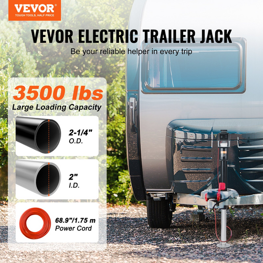 VEVOR Electric Trailer Jack, Power Tongue Jack Weight Capacity 3500 lbs, 9.84"-33.85" Electric Tongue Jack with Waterproof Cover for Lifting RV Trailer, Horse Trailer, Utility Trailer, Yacht Trailer