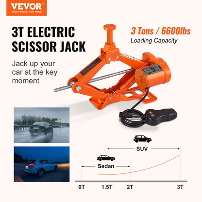 VEVOR Electric Car Jack Floor Jack 3 Ton Electric Scissor Jack Car Repair Tool