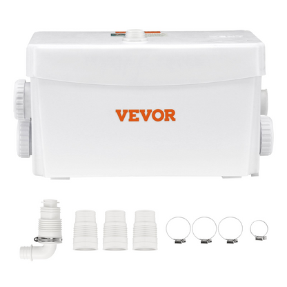 VEVOR 300W for Macerator Toilet Macerating Toilet Pump Macerator Pump 6000 L/h Flow, 23 ft/7 m Head Toilet Bowl,Toilet Tank Upflush Toilet with 3 Water Inltes For Kitchen, Bathroom