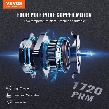 VEVOR 1/2 HP 2 Stage Rotary Vane Vacuum Pump, 7 CFM, 120V Air Conditioning Vacuum Pump, 1/4" SAE Male 3/8" SAE Male 1/2" ACME Male Inlet, for HVAC Repair, Refrigeration Maintenance, Resin Degassing