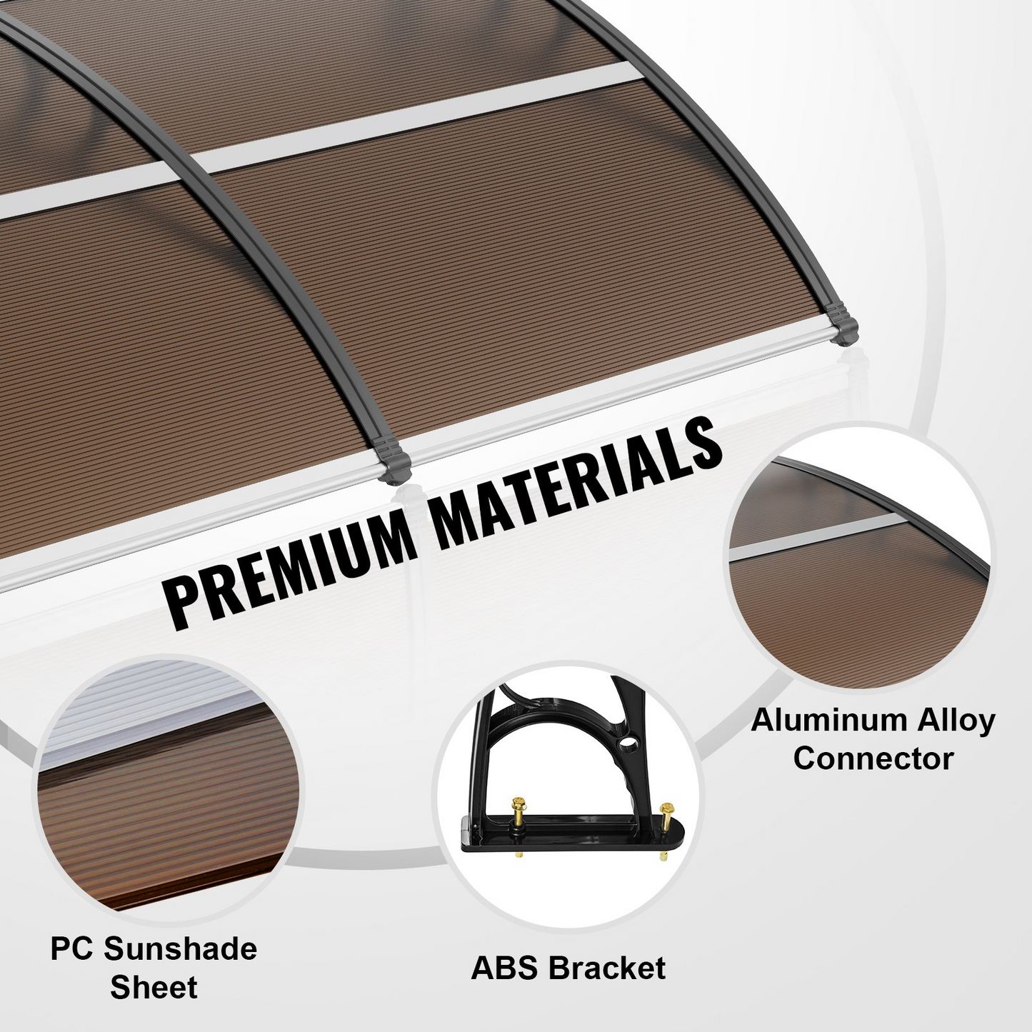 VEVOR Window Door Awning Canopy 40" x 120", UPF 50+ Polycarbonate Entry Door Outdoor Window Awning Exterior, Front Door Overhang Awning for Sun Shutter, UV, Rain, Snow Protection, Hollow Sheet