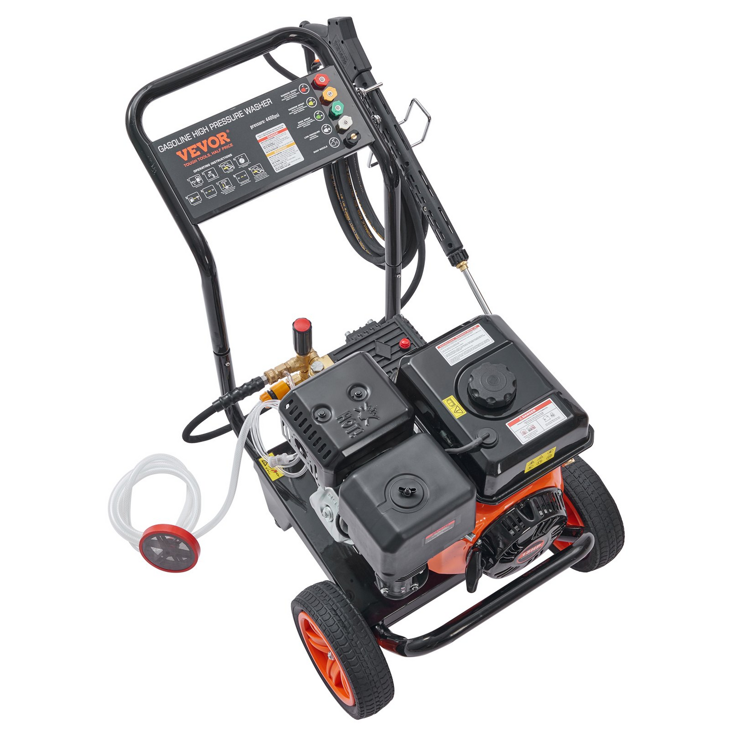 VEVOR Gas Pressure Washer, 4400 PSI 4.0 GPM, Gas Powered Pressure Washer with Copper Pump, Spray Gun and Extension Wand, 5 Quick Connect Nozzles, for Cleaning Cars, Homes, Driveways, Patios