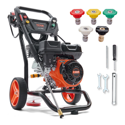 VEVOR Gas Pressure Washer, 3600 PSI 2.6 GPM, Gas Powered Pressure Washer with Copper Pump, Spray Gun and Extension Wand, 5 Quick Connect Nozzles, for Cleaning Cars, Homes, Driveways, Patios