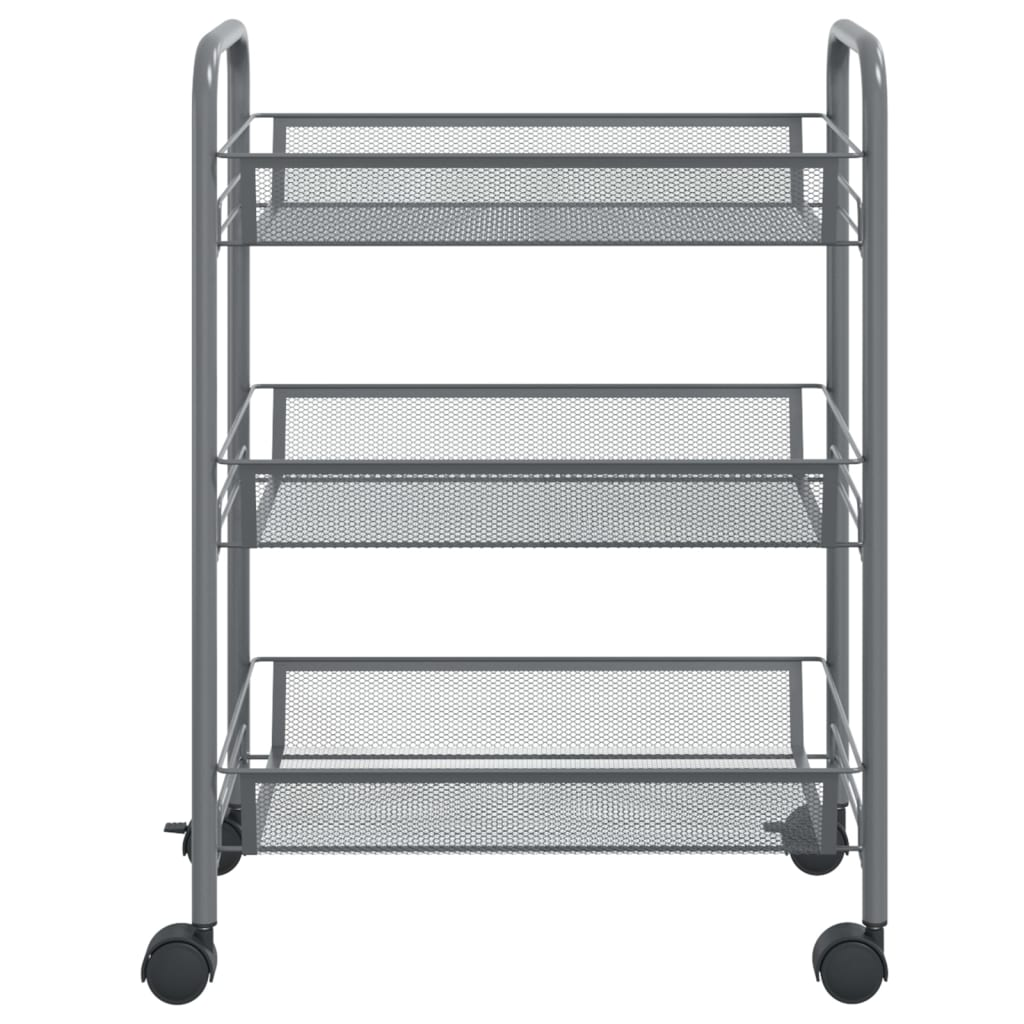 vidaXL 3-Tier Kitchen Trolley Gray 18.1"x10.2"x25.2" Iron