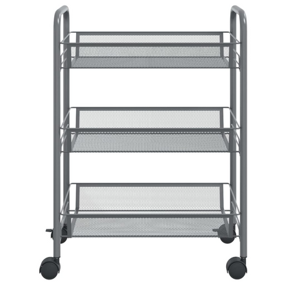 vidaXL 3-Tier Kitchen Trolley Gray 18.1"x10.2"x25.2" Iron