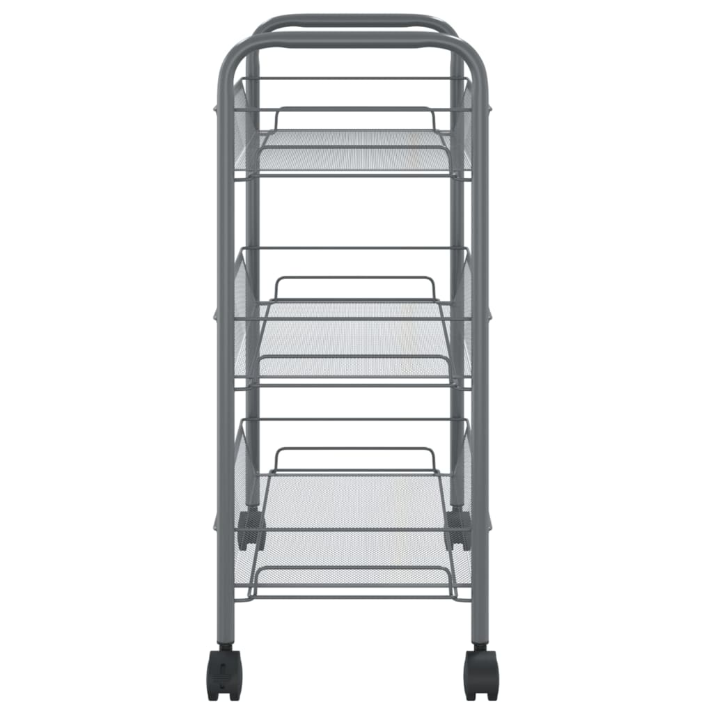 vidaXL 3-Tier Kitchen Trolley Gray 18.1"x10.2"x25.2" Iron