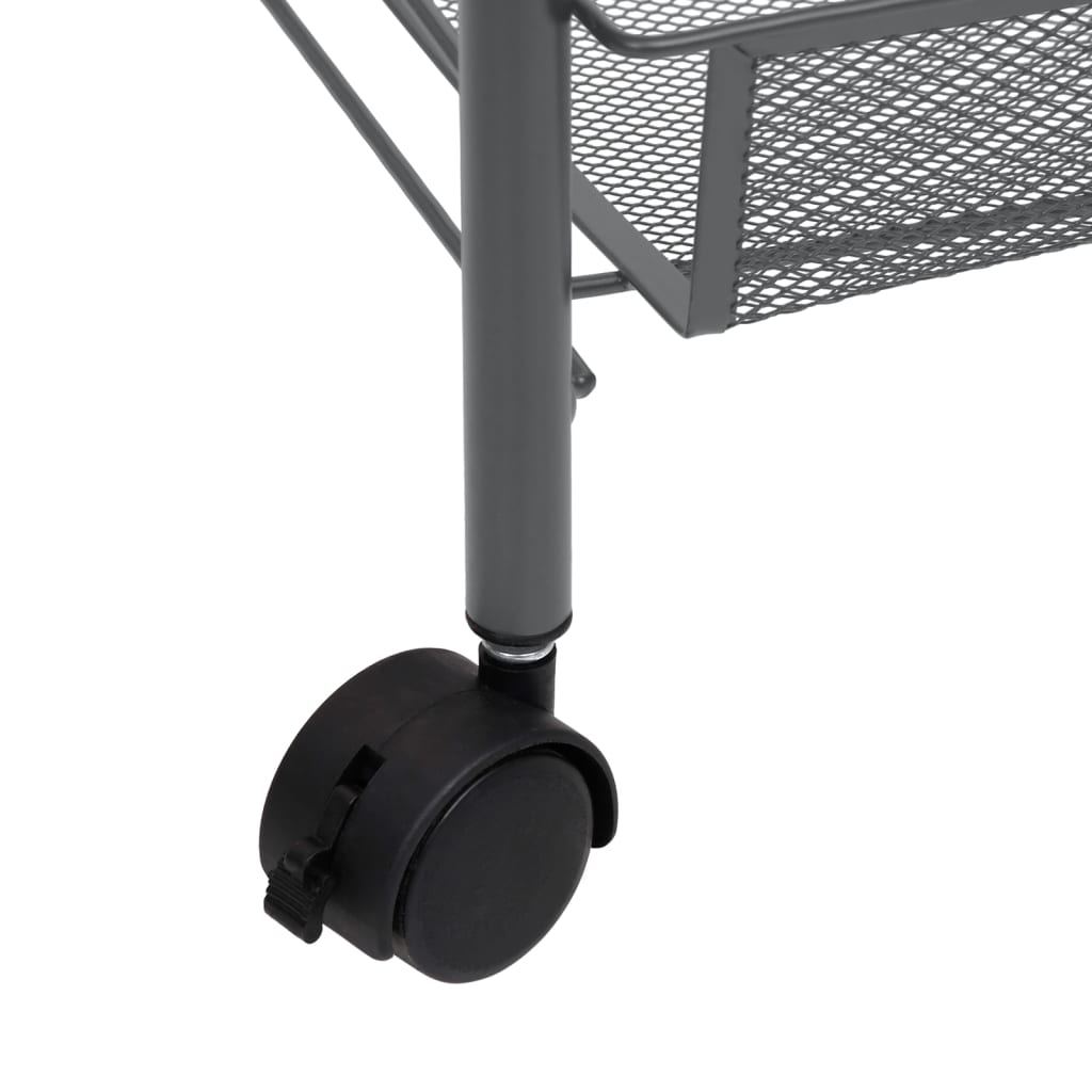 vidaXL 3-Tier Kitchen Trolley Gray 18.1"x10.2"x25.2" Iron