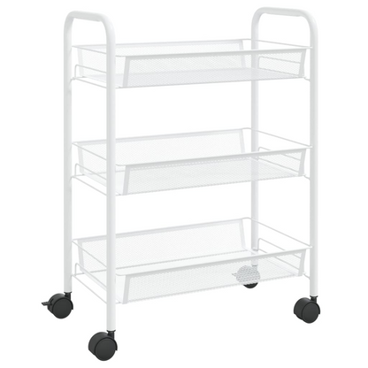 vidaXL 3-Tier Kitchen Trolley White 18.1"x10.2"x25.2" Iron