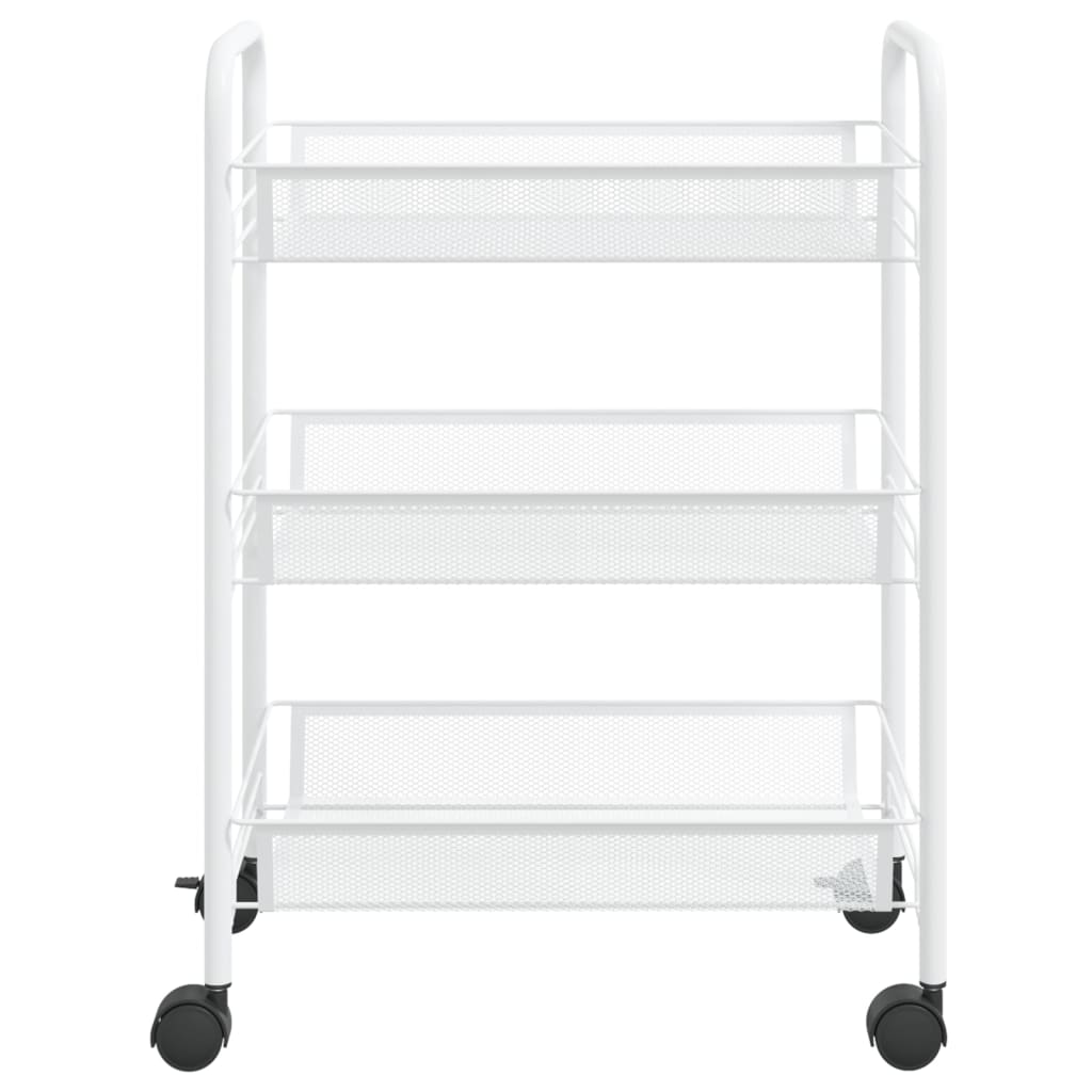 vidaXL 3-Tier Kitchen Trolley White 18.1"x10.2"x25.2" Iron