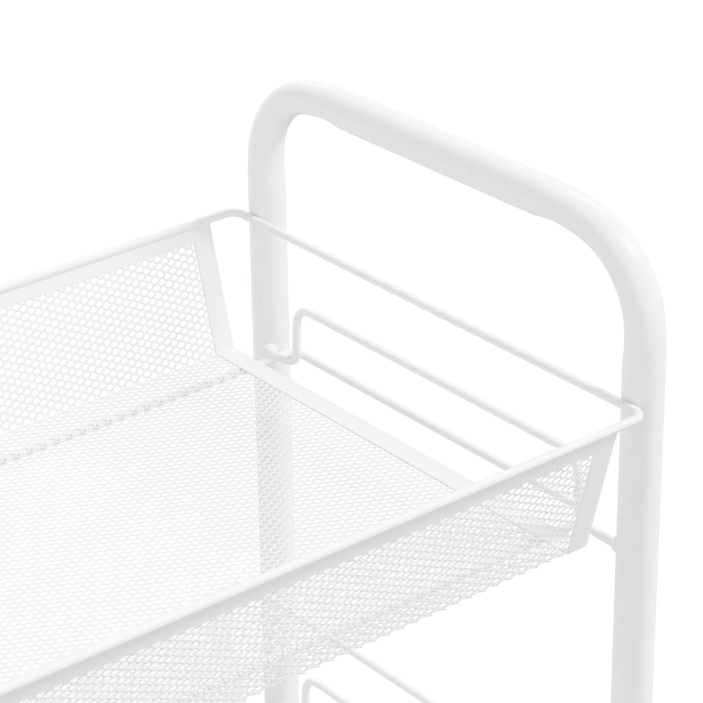 vidaXL 3-Tier Kitchen Trolley White 18.1"x10.2"x25.2" Iron