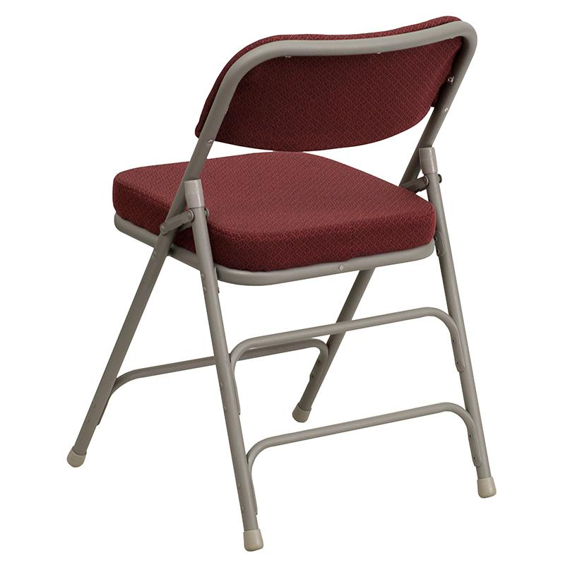 4 Pk. HERCULES Series Premium Curved Triple Braced & Double Hinged Burgundy Fabric Metal Folding Chair