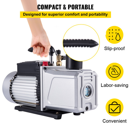 VEVOR Vacuum Pump 12CFM 1 HP Single Stage Air Conditioning Vacuum Pump 110V 5PA Ultimate Vacuum Refrigerant HVAC Air Tool Rotary Vane Vacuum Pump for Automobile Vacuum Evacuation (1-Stage, 12CFM)