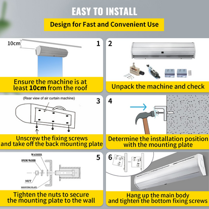 VEVOR 36", 2 Speeds Commercial Indoor Curtain,UL, CE Certified 668 CFM Air Volume with 2 Easy-Install Micro (Limit Switch), 110V Unheated, 36 Inch, 668CFM, Silver