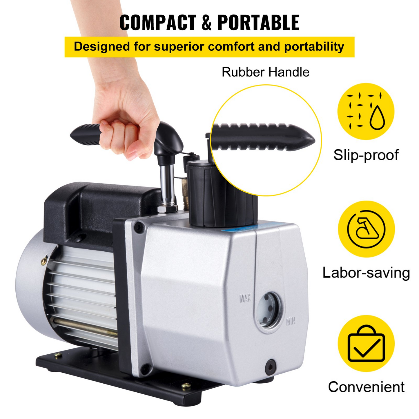 VEVOR Vacuum Pump 5 CFM Dual Stage Refrigerant Vacuum Pump 1/2 HP Air Conditioner Refrigerant HVAC Air Tool,HVAC Rotary Auto Refrigerant Vacuum Pump for Automobile Reparation Vacuum Evacuation