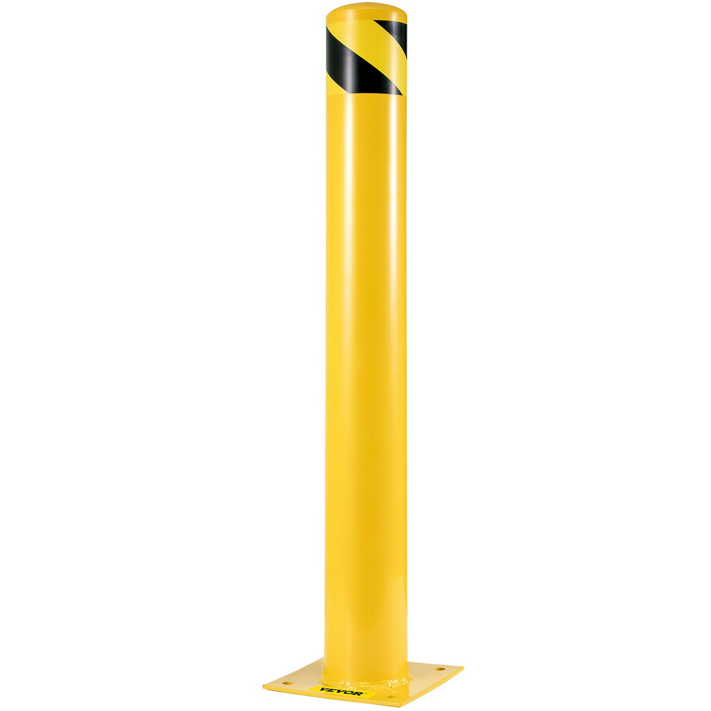 VEVOR Safety Bollard 48-5.5, Safety Barrier Bollard 5-1/2" OD 48" Height, Yellow Powder Coat Pipe Steel Safety Barrier, with 4 Free Anchor Bolts, for Traffic-Sensitive Area