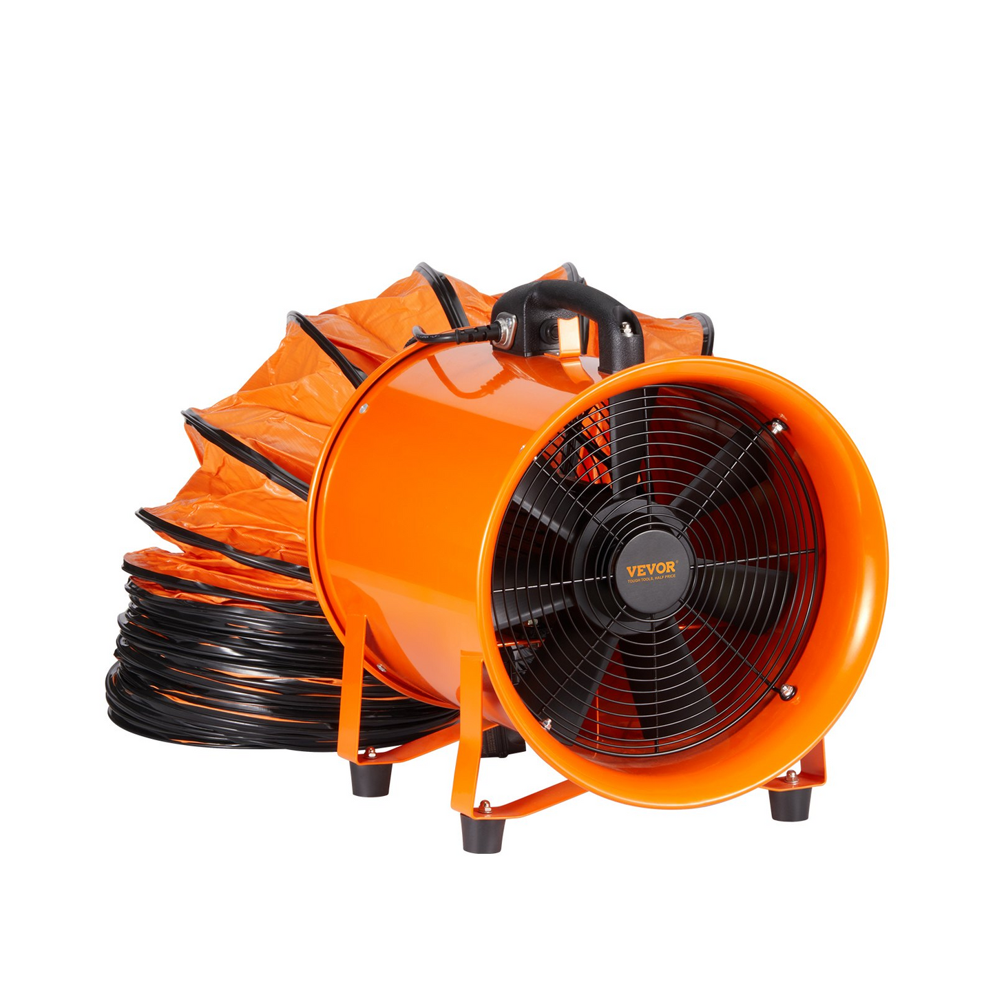 VEVOR Portable Ventilator, 12 inch Heavy Duty Cylinder Fan with 16.4ft Duct Hose, 585W Strong Shop Exhaust Blower 3198CFM, Industrial Utility Blower for Sucking Dust, Smoke, Smoke Home/Workplace