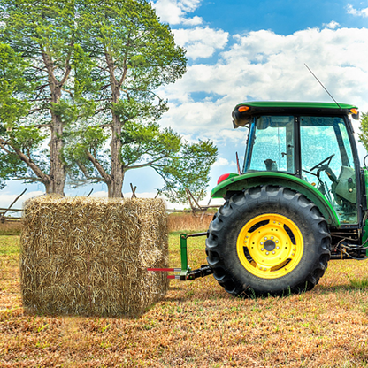 VEVOR Hay Spear 49" Bale Spear 4500 lbs Capacity, Bale Spike Quick Attach Square Hay Bale Spears 1 3/4" wide, Red Coated Bale Forks, Bale Hay Spike with Hex Nut & Sleeve for Buckets Tractors Loaders