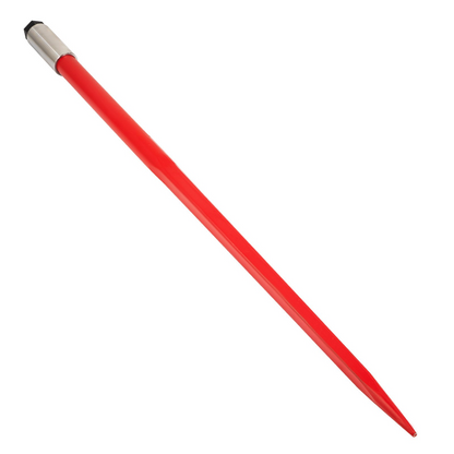 VEVOR Hay Spear 49" Bale Spear 4500 lbs Capacity, Bale Spike Quick Attach Square Hay Bale Spears 1 3/4" wide, Red Coated Bale Forks, Bale Hay Spike with Hex Nut & Sleeve for Buckets Tractors Loaders