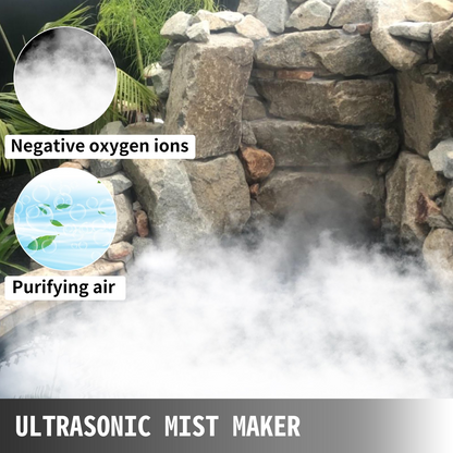 VEVOR Mist Maker 12 Head Ultrasonic Mist Fogger with Waterproof Power Supply Ultrasonic Fogger Humidifier Stainless Steel Pond Mister Fogger 7kg/h