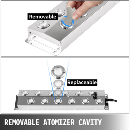 VEVOR Mist Maker 12 Head Ultrasonic Mist Fogger with Waterproof Power Supply Ultrasonic Fogger Humidifier Stainless Steel Pond Mister Fogger 7kg/h