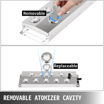 VEVOR Mist Maker Fogger 10 Head Ultrasonic Mist Fogger with Waterproof Power Supply Ultrasonic Fogger Humidifier Stainless Steel Pond Mister Fogger 5kg/h