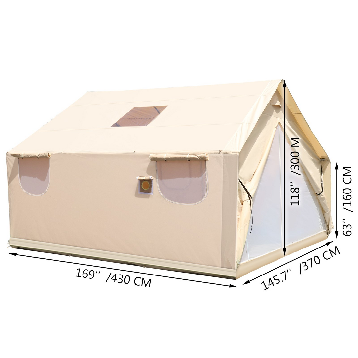 VEVOR Large Canvas Tent 12x14ft, Wall Tent with PVC Storm Flap, Canvas Wall Tents Waterproof, Canvas Camping Tents With Stove Hole for 8-10 people Outdoor Party Hiking Barbecue