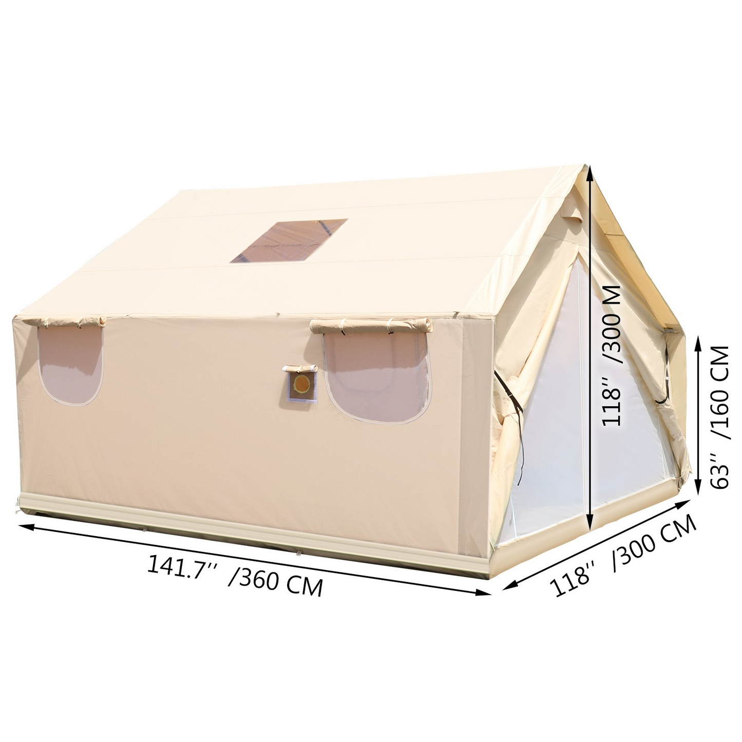 VEVOR Canvas Wall Tent 10x12ft, Wall Tent with PVC Storm Flap, Large Canvas Wall Tent Waterproof, Camping Canvas Tents With Stove Hole for 6-8 people Outdoor Camping Hiking Party Hunting