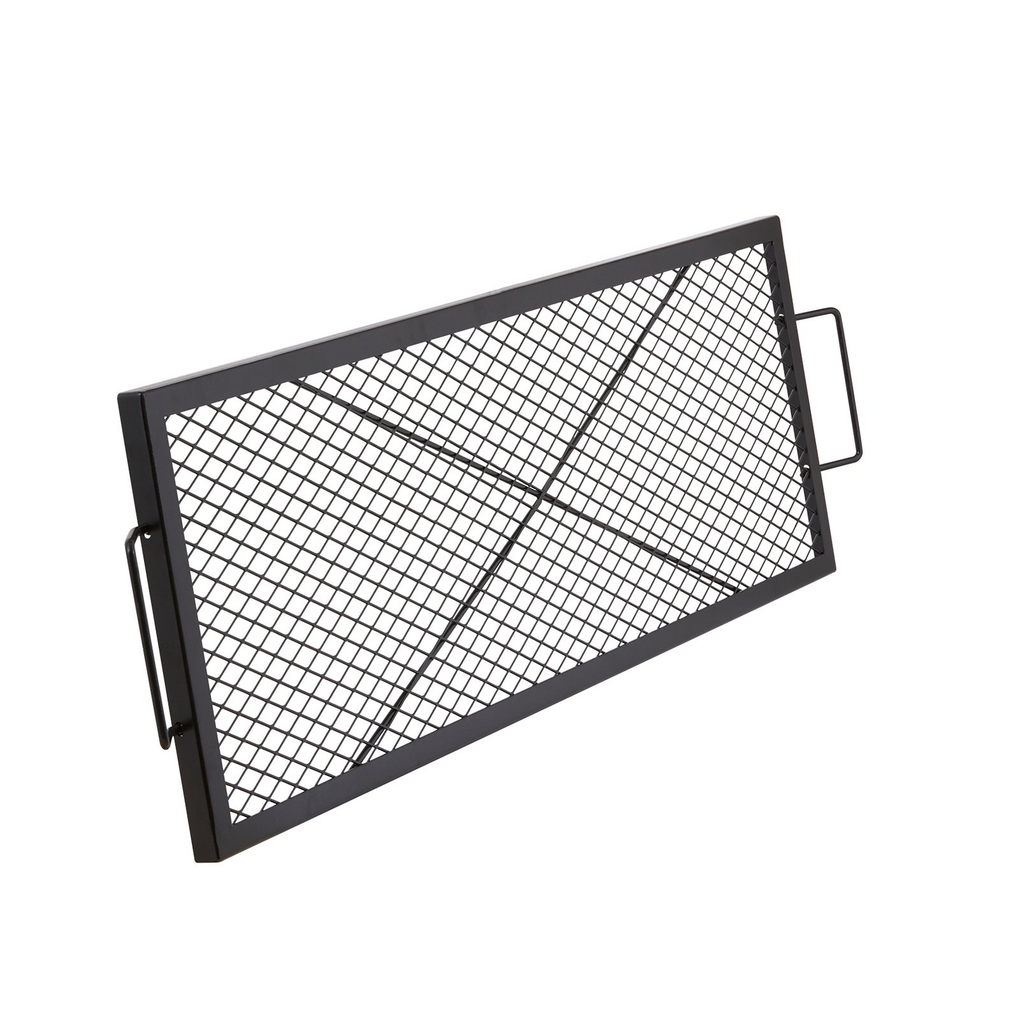 VEVOR X-Marks Fire Pit Grill Grate, Rectangle Cooking Grate, Heavy Duty Steel Campfire BBQ Grill Grid with Handle & Support X Wire, Portable Camping Cookware for Outside Party Gathering, 44 Inch Black