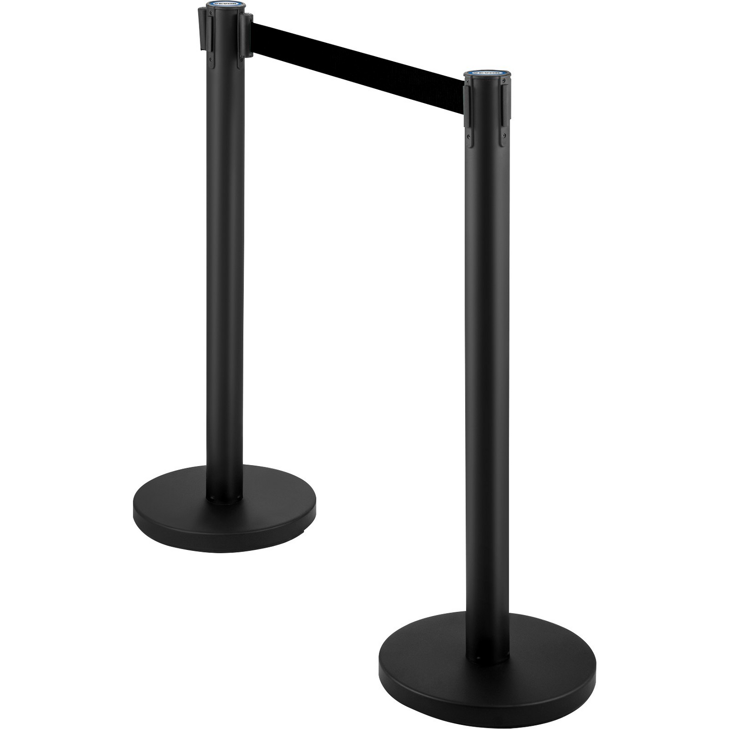 VEVOR 6 PCS Black Stanchion Posts Stainless Steel Stanchion Queue Post Black Belt Retractable 36In for Both Indoor and Outdoor use.